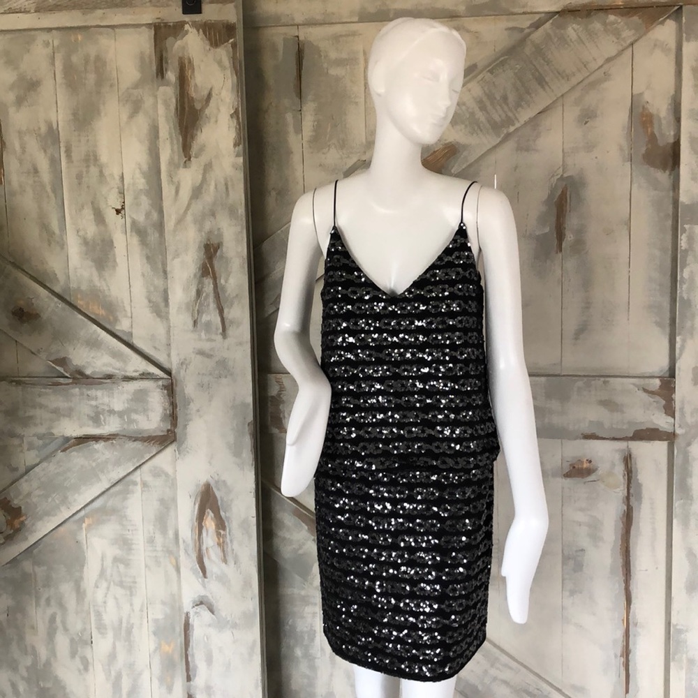 Milly sequin textured metallic dress